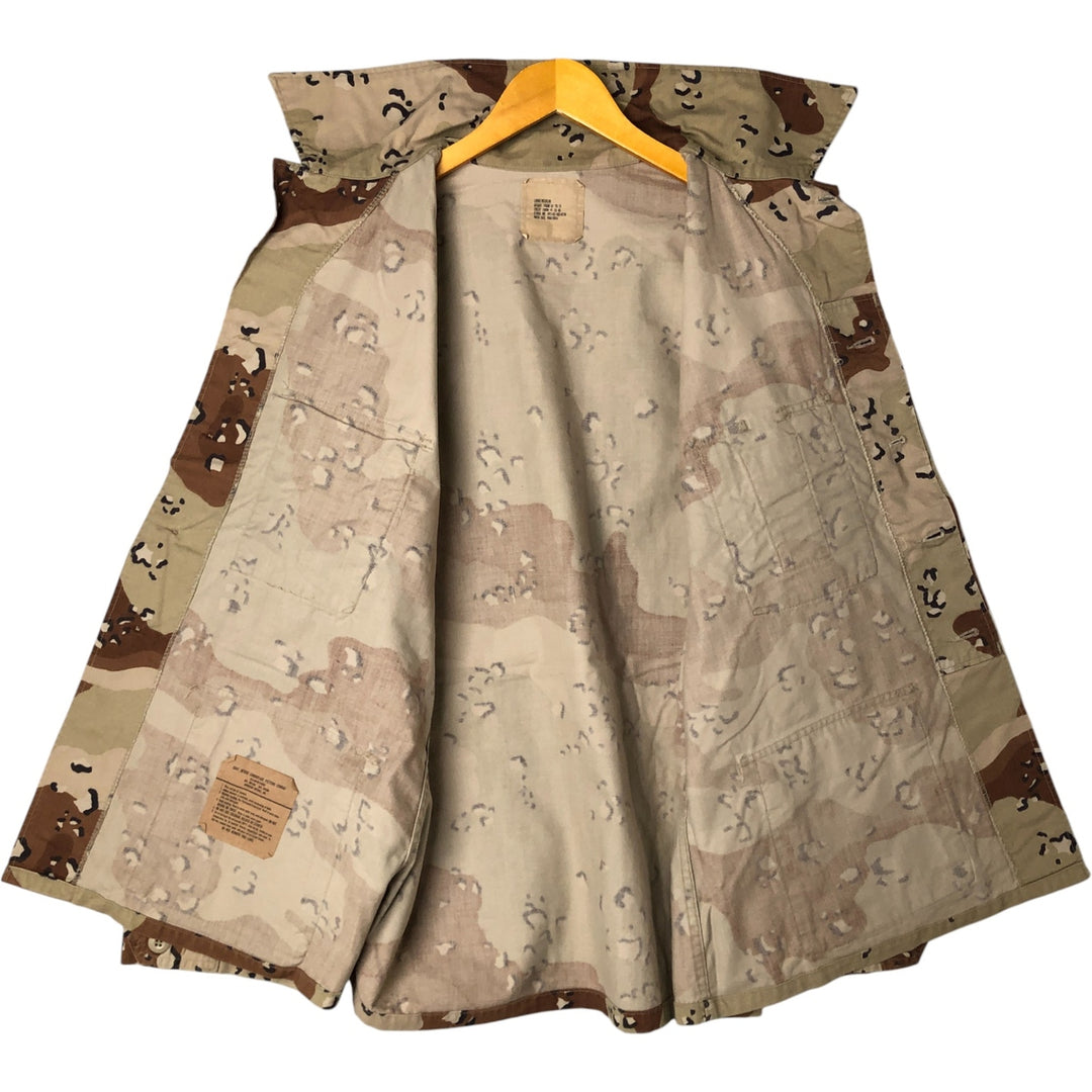 1990'S US Military Camouflage Pattern 6C Desert Chocolate Chip Camo BDU Military Jacket, Made in USA, Men's Size L, Vintage cotton beige type brown Vintage Second Hand