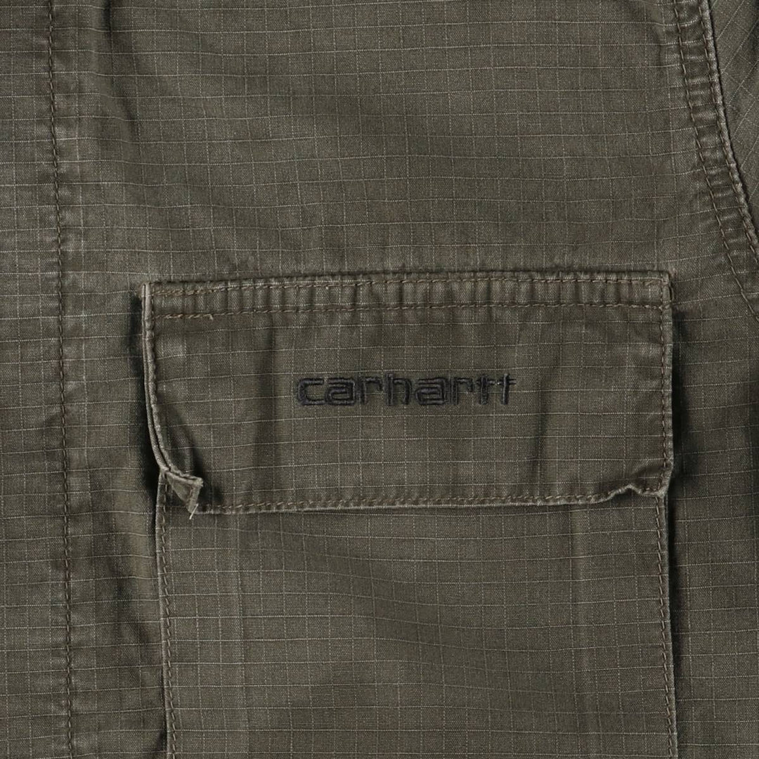 Carhartt Ripstop Stand Collar Military Jacket, Men's Size Medium cotton Khaki type Vintage Second Hand