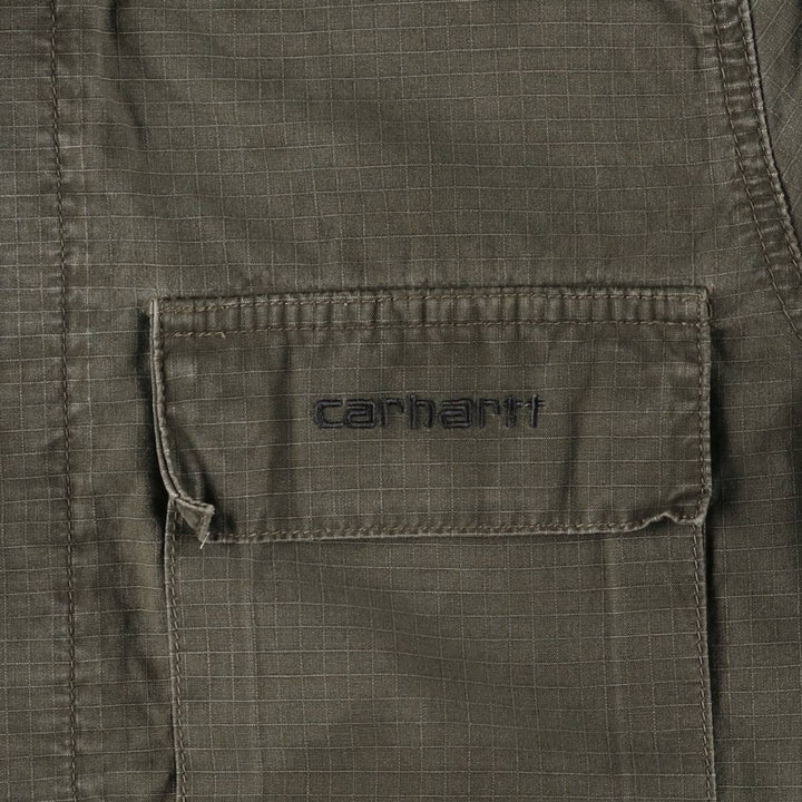 Carhartt Ripstop Stand Collar Military Jacket, Men's Size Medium cotton Khaki type Vintage Second Hand
