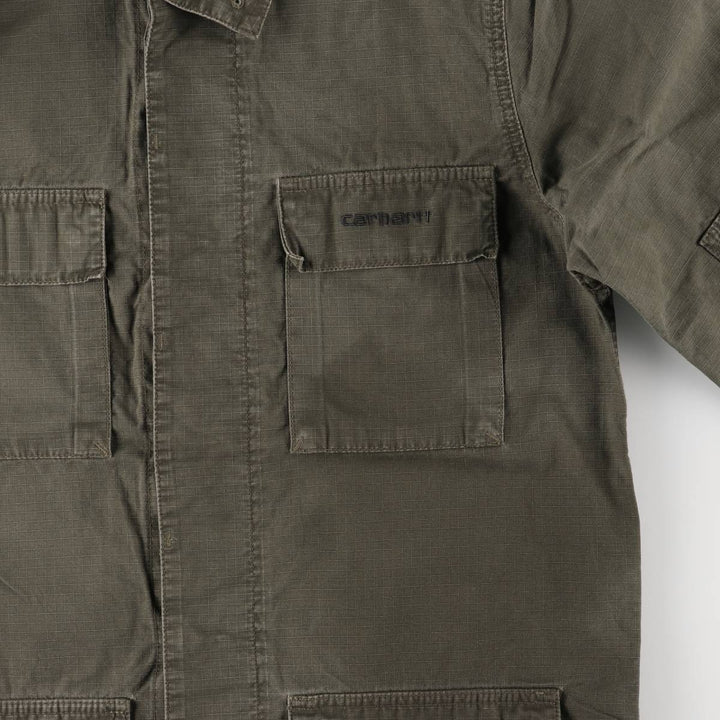 Carhartt Ripstop Stand Collar Military Jacket, Men's Size Medium cotton Khaki type Vintage Second Hand