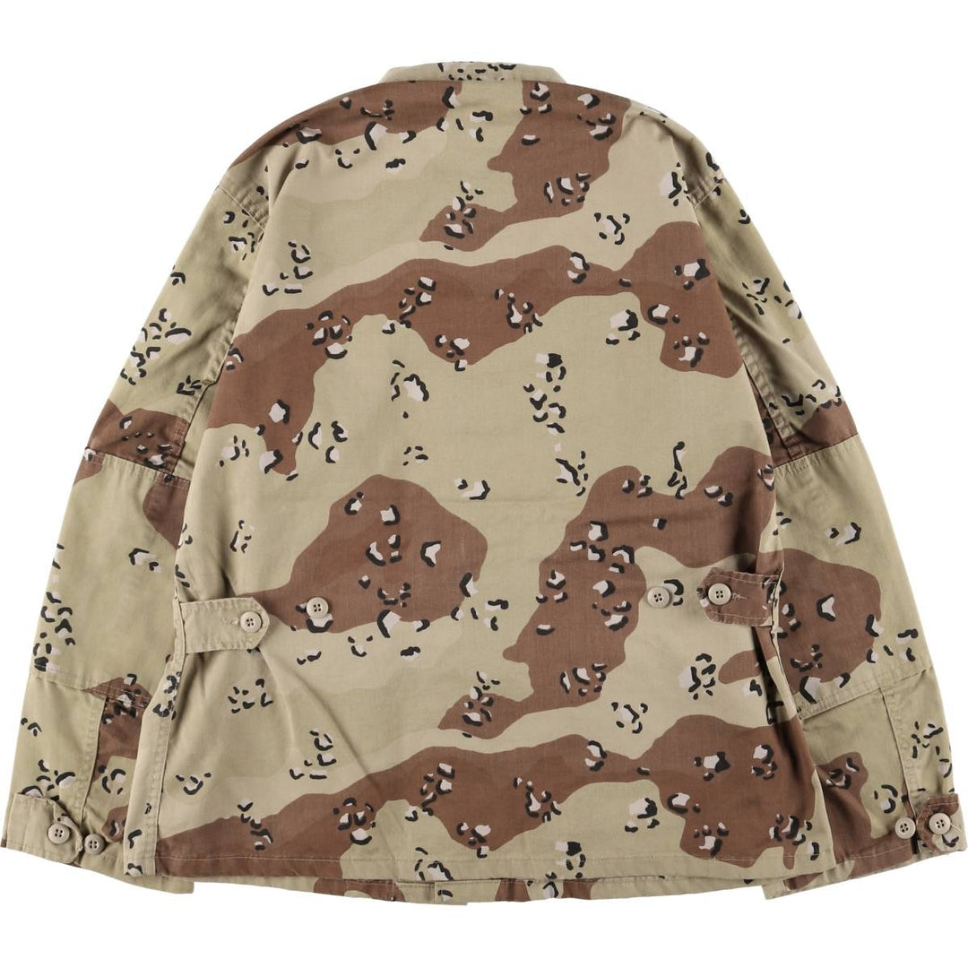 Civilian Camouflage Pattern 6C Desert Chocolate Chip Camo BDU Military Jacket, Made in USA, Men's Size Medium polyester Beige type Vintage Second Hand