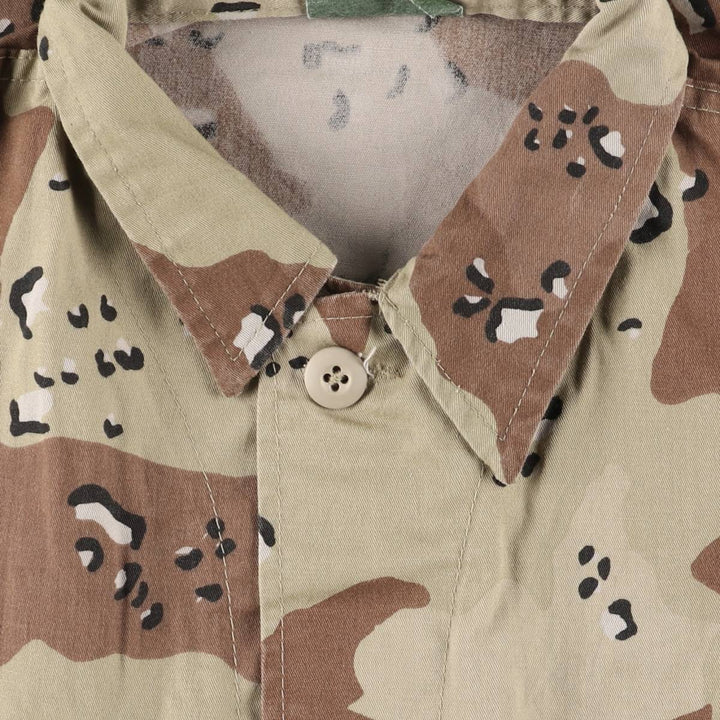 Civilian Camouflage Pattern 6C Desert Chocolate Chip Camo BDU Military Jacket, Made in USA, Men's Size Medium polyester Beige type Vintage Second Hand