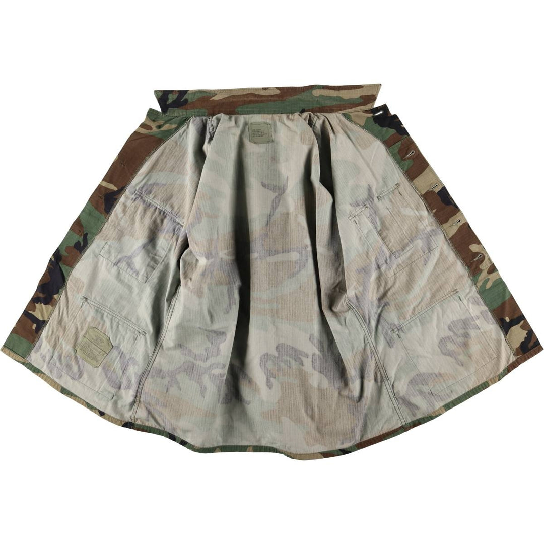 90'S US Military Genuine Camouflage Pattern Woodland Camo Ripstop BDU Military Jacket Made in USA LARGE-REGULAR Men's L Size Nylon Khaki type Vintage Second Hand