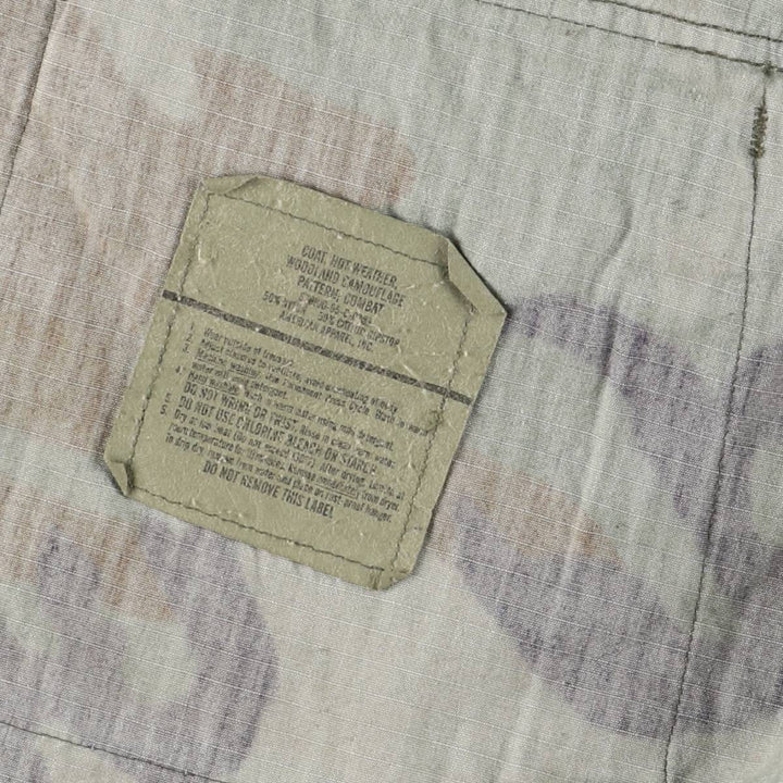 90'S US Military Genuine Camouflage Pattern Woodland Camo Ripstop BDU Military Jacket Made in USA LARGE-REGULAR Men's L Size Nylon Khaki type Vintage Second Hand