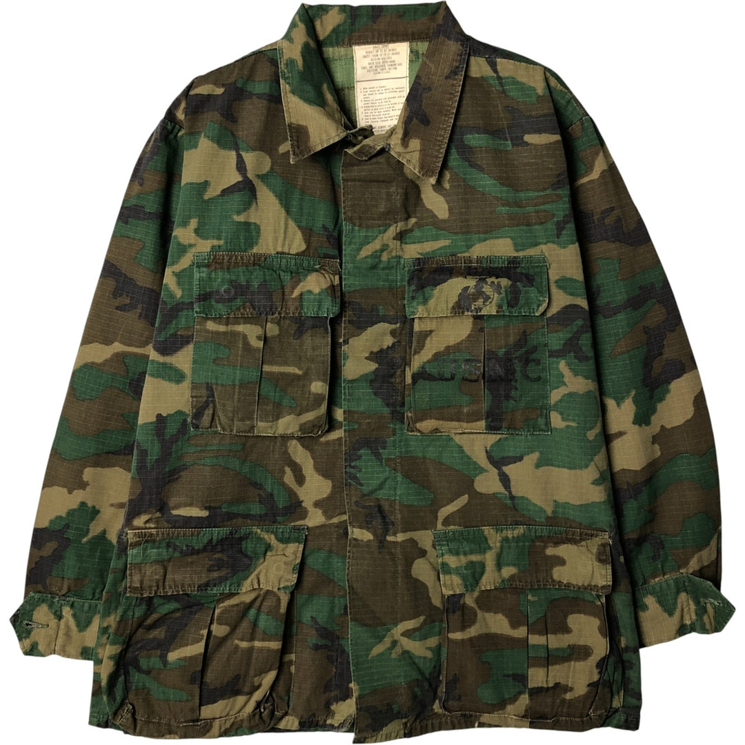 1970'S US Military Woodland Camo Ripstop BDU Military Jacket, Made in USA, Men's Size Small, Vintage cotton Khaki type Vintage Second Hand