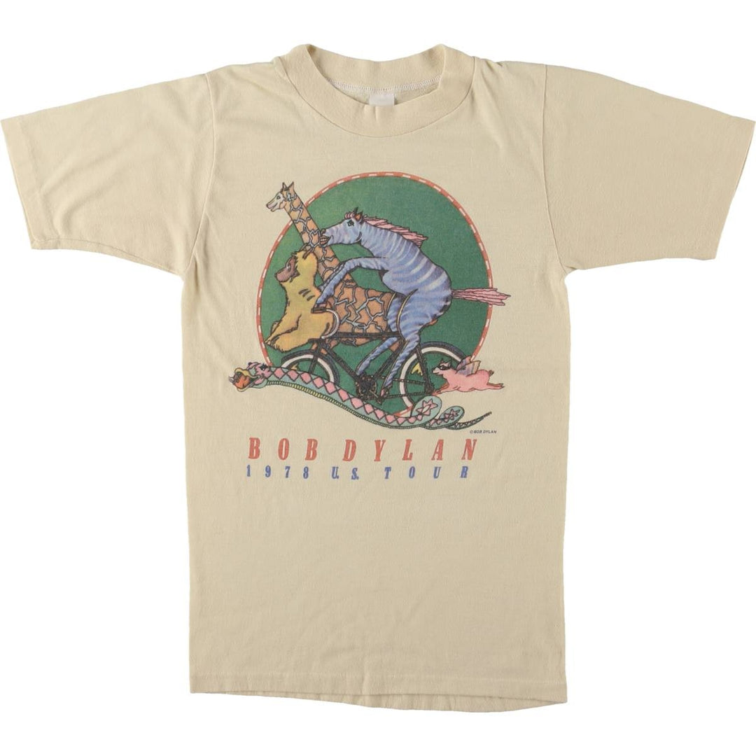 Vintage BOB DYLAN Animal Pattern Band T-Shirt, Women's Size XS unclear Beige type Vintage Second Hand