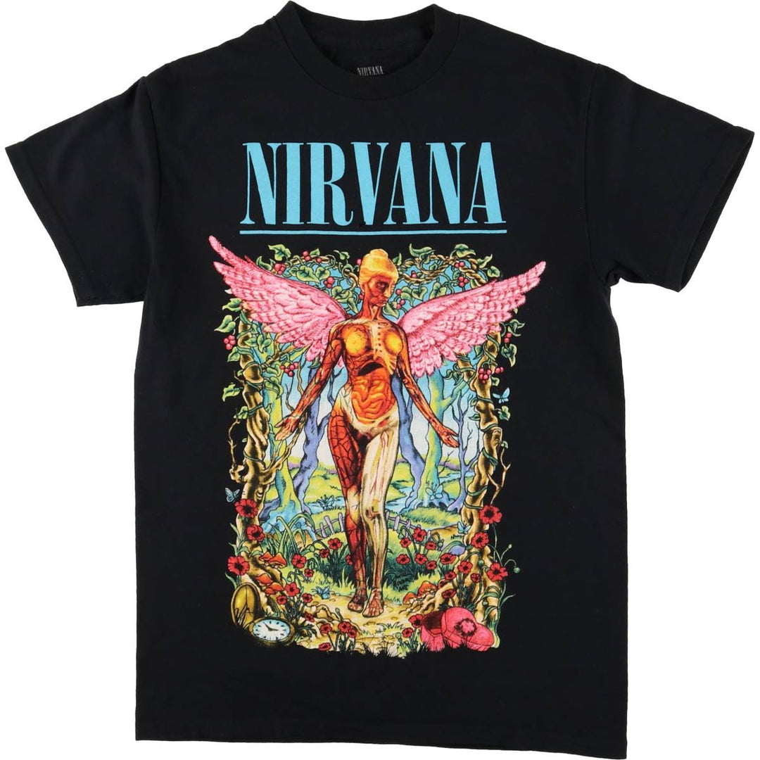 NIRVANA Nirvana Band T-shirt, Band T, Men's S size cotton black type Vintage Second Hand
