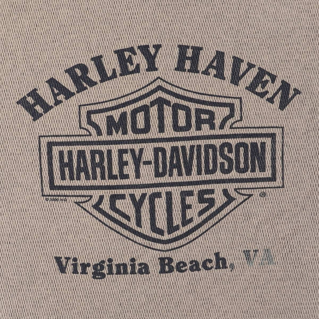 2000'S Harley-Davidson Thermallon T-shirt, Honeycomb, Made in USA, Men's Size M cotton Beige type Vintage Second Hand