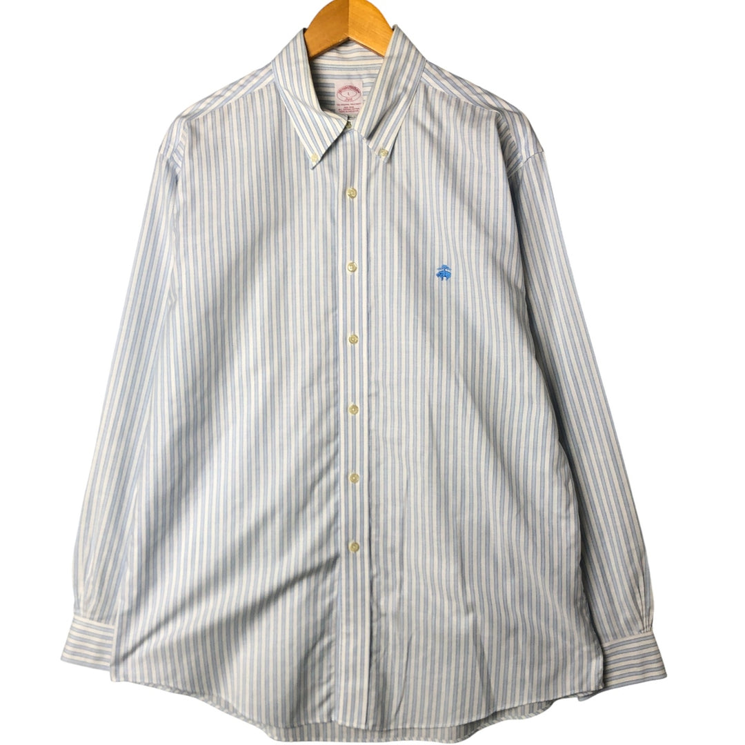 Brooks Brothers 346 Long Sleeve Button-Down Striped Shirt, Men's Size L Supima Cotton Blue type light blue Vintage Second Hand