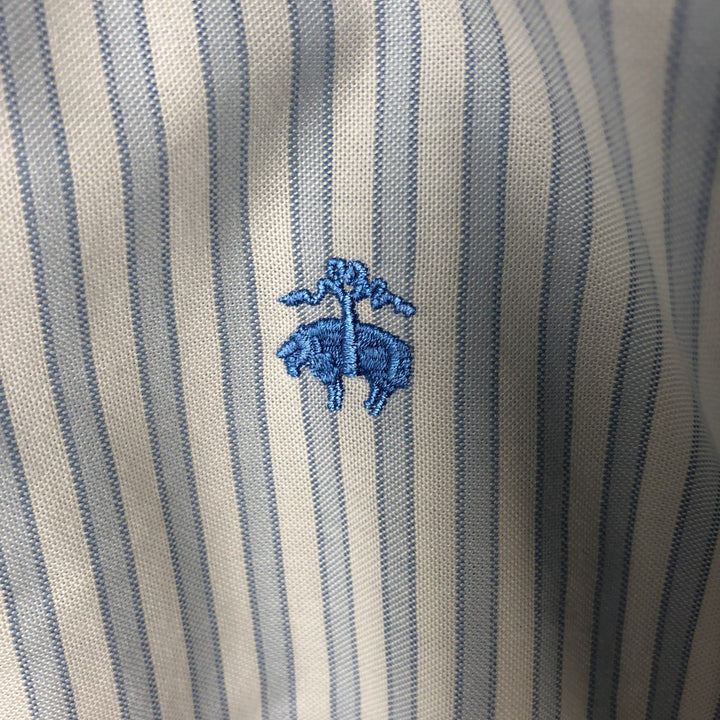 Brooks Brothers 346 Long Sleeve Button-Down Striped Shirt, Men's Size L Supima Cotton Blue type light blue Vintage Second Hand