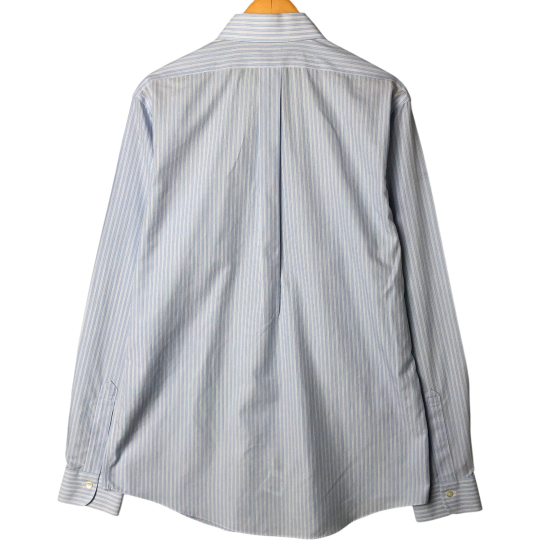 Brooks Brothers Est.1818 Long Sleeve Wide Collar Cotton Striped Shirt, Men's Size L Supima Cotton Blue type light blue Vintage Second Hand