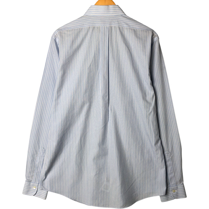 Brooks Brothers Est.1818 Long Sleeve Wide Collar Cotton Striped Shirt, Men's Size L Supima Cotton Blue type light blue Vintage Second Hand