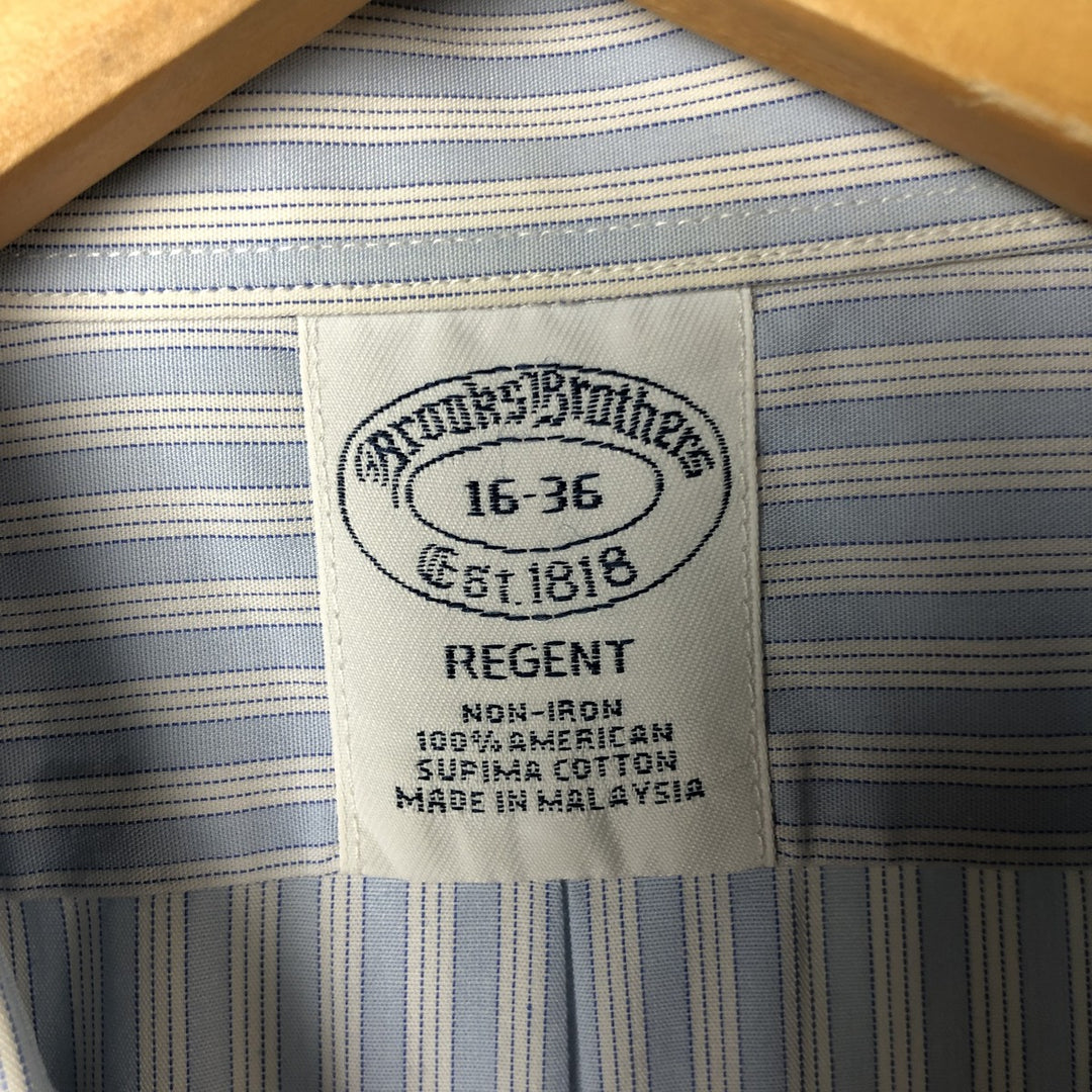 Brooks Brothers Est.1818 Long Sleeve Wide Collar Cotton Striped Shirt, Men's Size L Supima Cotton Blue type light blue Vintage Second Hand
