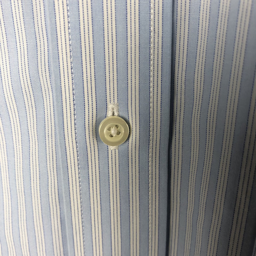 Brooks Brothers Est.1818 Long Sleeve Wide Collar Cotton Striped Shirt, Men's Size L Supima Cotton Blue type light blue Vintage Second Hand
