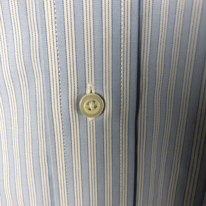 Brooks Brothers Est.1818 Long Sleeve Wide Collar Cotton Striped Shirt, Men's Size L Supima Cotton Blue type light blue Vintage Second Hand