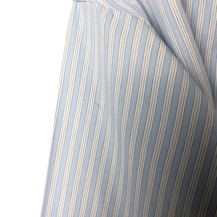Brooks Brothers Est.1818 Long Sleeve Wide Collar Cotton Striped Shirt, Men's Size L Supima Cotton Blue type light blue Vintage Second Hand