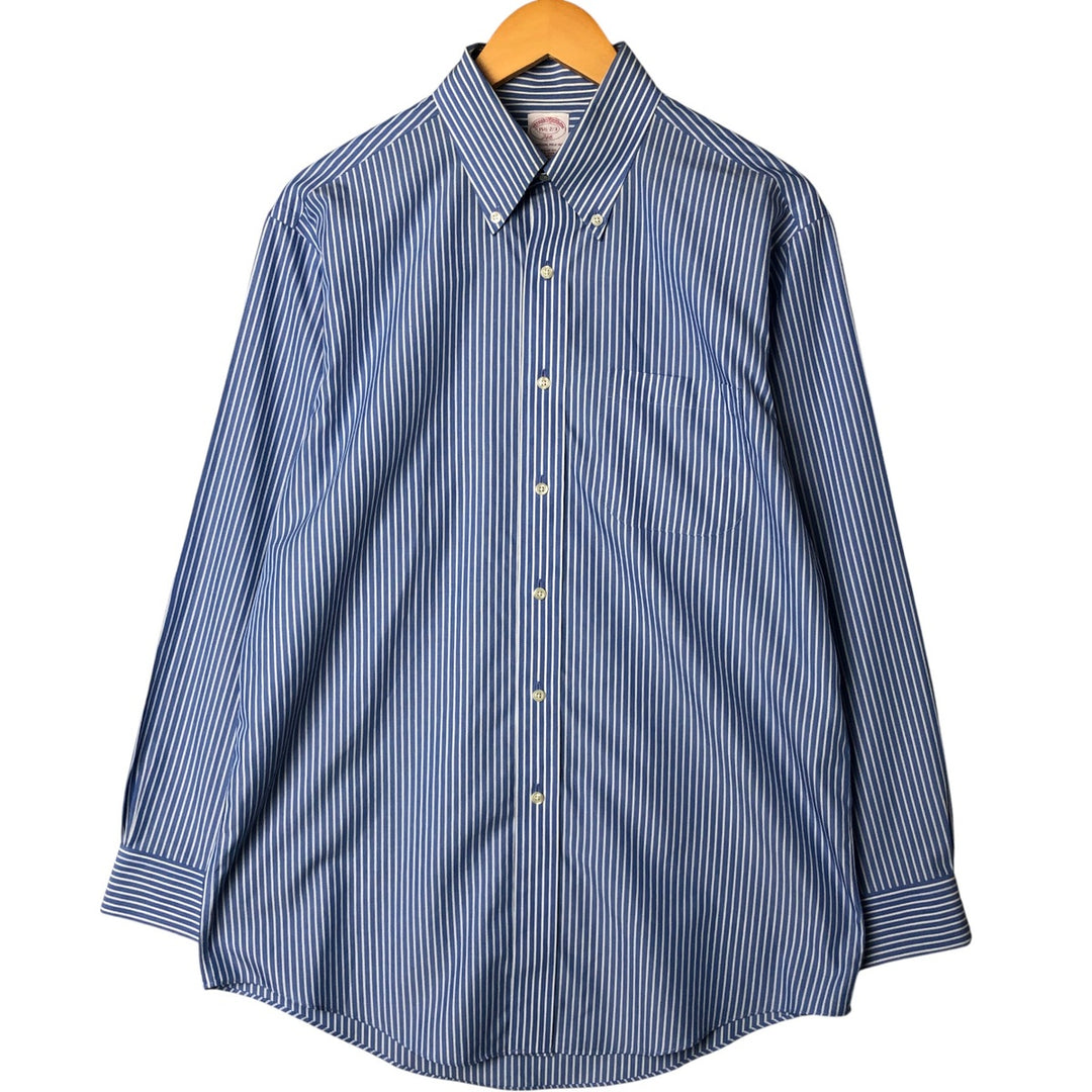 Brooks Brothers 346 Long Sleeve Button-Down Striped Shirt, Men's Size M cotton blue type Vintage Second Hand