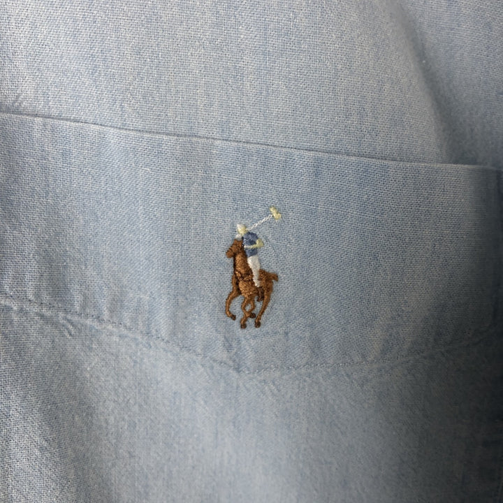 Ralph Lauren BIG SHIRT Long sleeve button down shirt Men's size L cotton Blue type light blue Vintage Second Hand