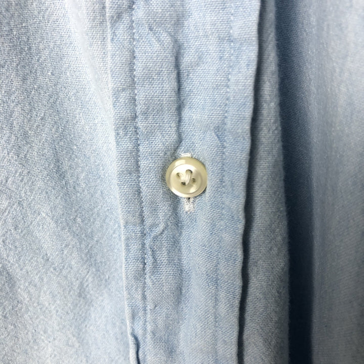 Ralph Lauren BIG SHIRT Long sleeve button down shirt Men's size L cotton Blue type light blue Vintage Second Hand