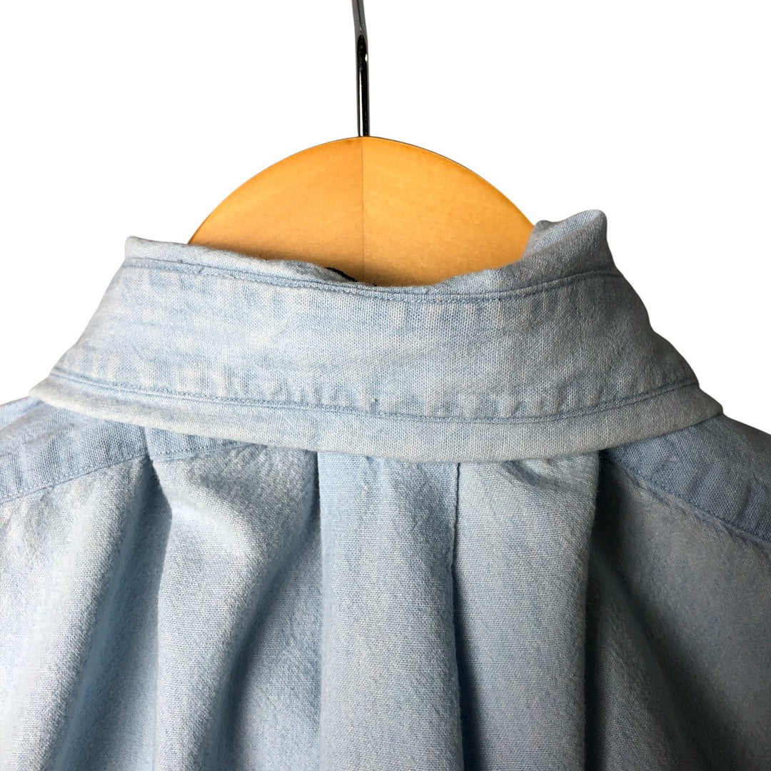 Ralph Lauren BIG SHIRT Long sleeve button down shirt Men's size L cotton Blue type light blue Vintage Second Hand