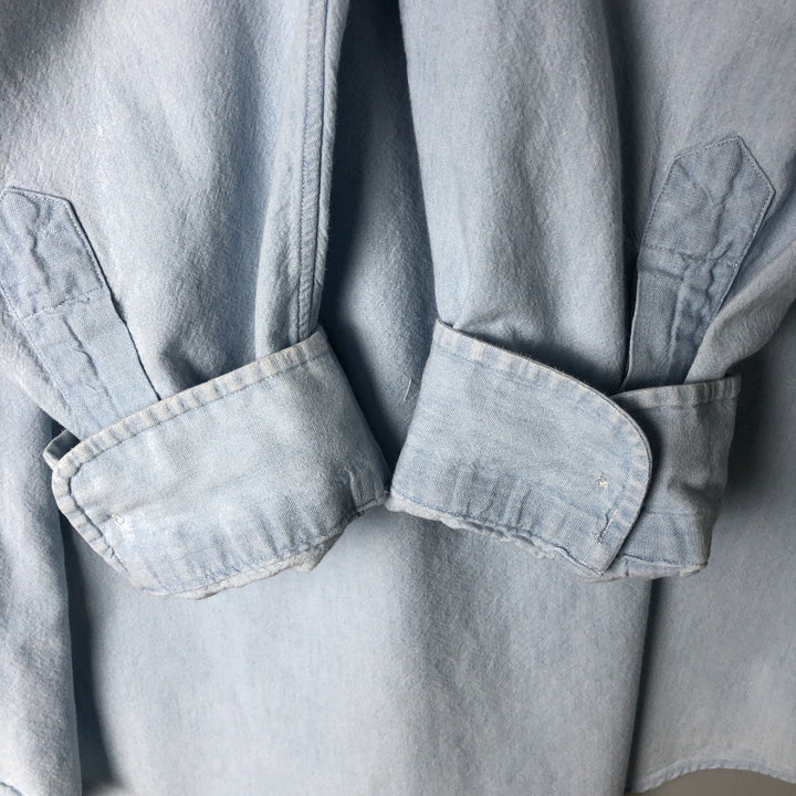 Ralph Lauren BIG SHIRT Long sleeve button down shirt Men's size L cotton Blue type light blue Vintage Second Hand