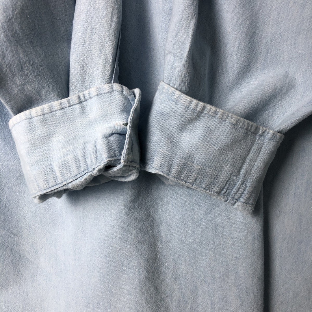 Ralph Lauren BIG SHIRT Long sleeve button down shirt Men's size L cotton Blue type light blue Vintage Second Hand