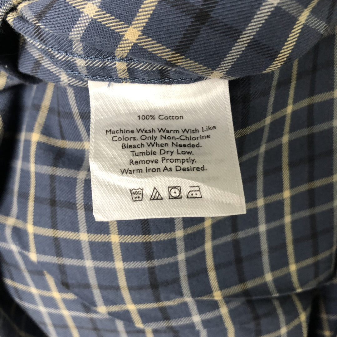 Eddie Bauer Long Sleeve Button-Down Check Shirt, Men's Size L cotton Navy blue Vintage Second Hand