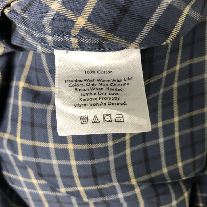Eddie Bauer Long Sleeve Button-Down Check Shirt, Men's Size L cotton Navy blue Vintage Second Hand