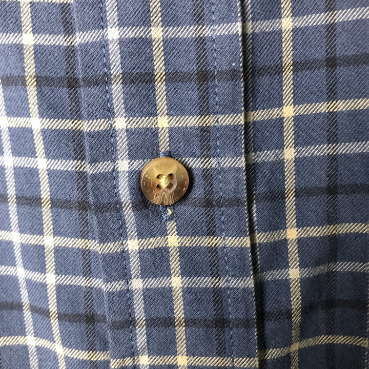 Eddie Bauer Long Sleeve Button-Down Check Shirt, Men's Size L cotton Navy blue Vintage Second Hand