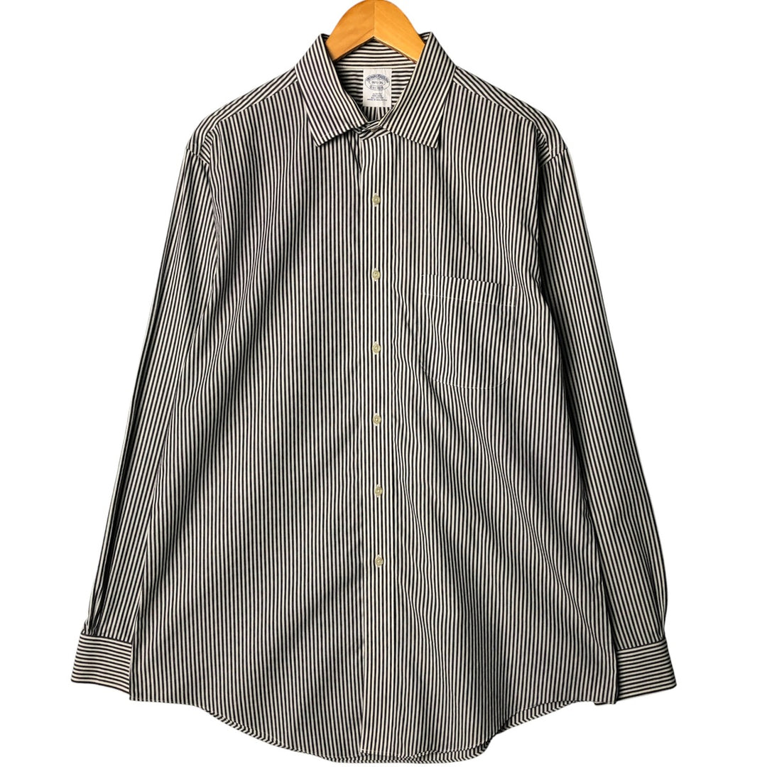 Brooks Brothers Slim Fit Long Sleeve Cotton Striped Shirt, Men's Size XL cotton black type Vintage Second Hand