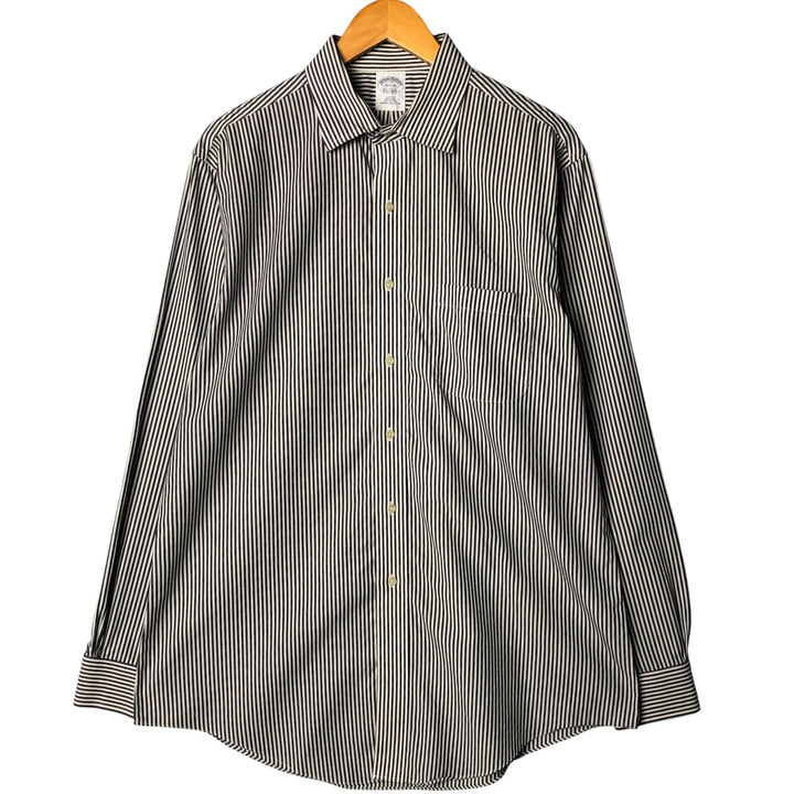 Brooks Brothers Slim Fit Long Sleeve Cotton Striped Shirt, Men's Size XL cotton black type Vintage Second Hand