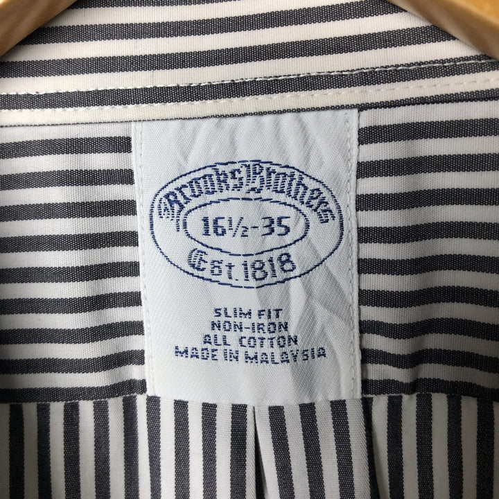 Brooks Brothers Slim Fit Long Sleeve Cotton Striped Shirt, Men's Size XL cotton black type Vintage Second Hand