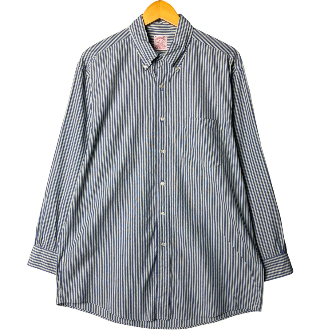 Brooks Brothers Est. 1818 Long Sleeve Button-Down Cotton Striped Shirt, Men's Size L cotton blue type Vintage Second Hand