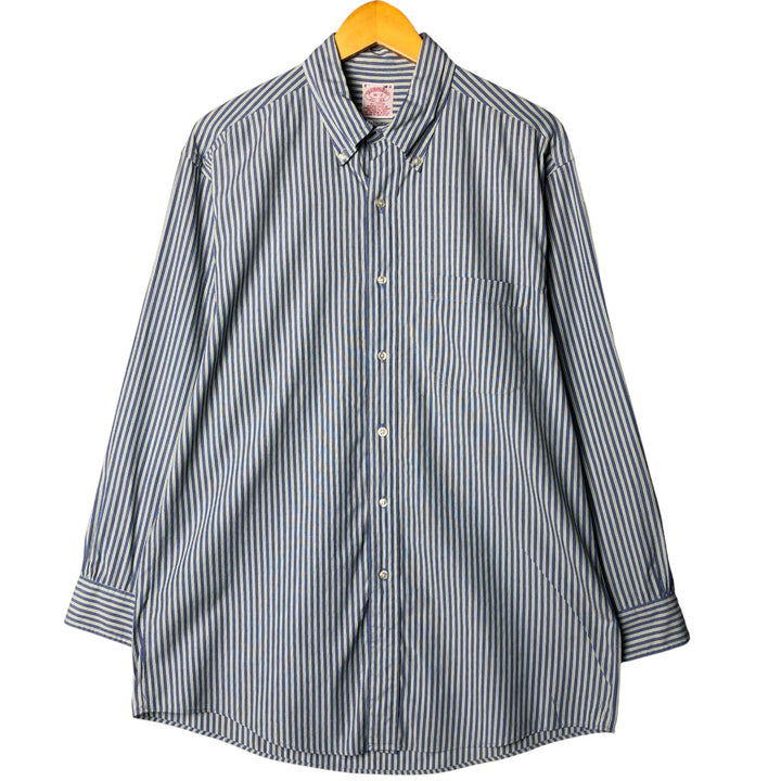 Brooks Brothers Est. 1818 Long Sleeve Button-Down Cotton Striped Shirt, Men's Size L cotton blue type Vintage Second Hand