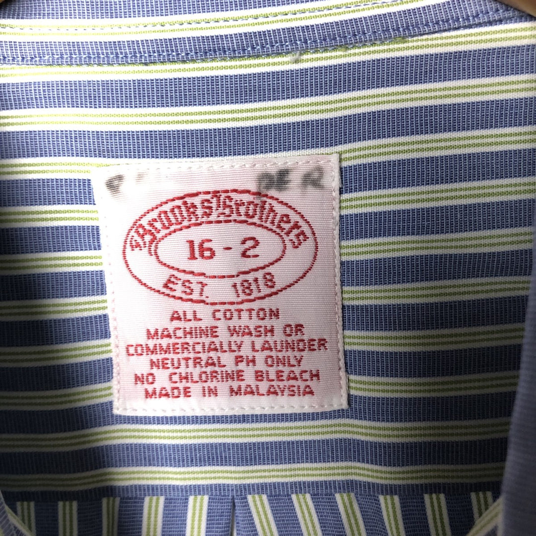 Brooks Brothers Est. 1818 Long Sleeve Button-Down Cotton Striped Shirt, Men's Size L cotton blue type Vintage Second Hand