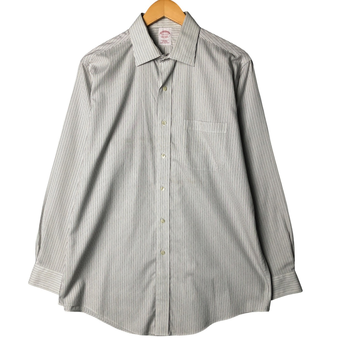 Brooks Brothers Traditional Fit Long Sleeve Cotton Striped Shirt, Men's Size XL cotton white type Vintage Second Hand