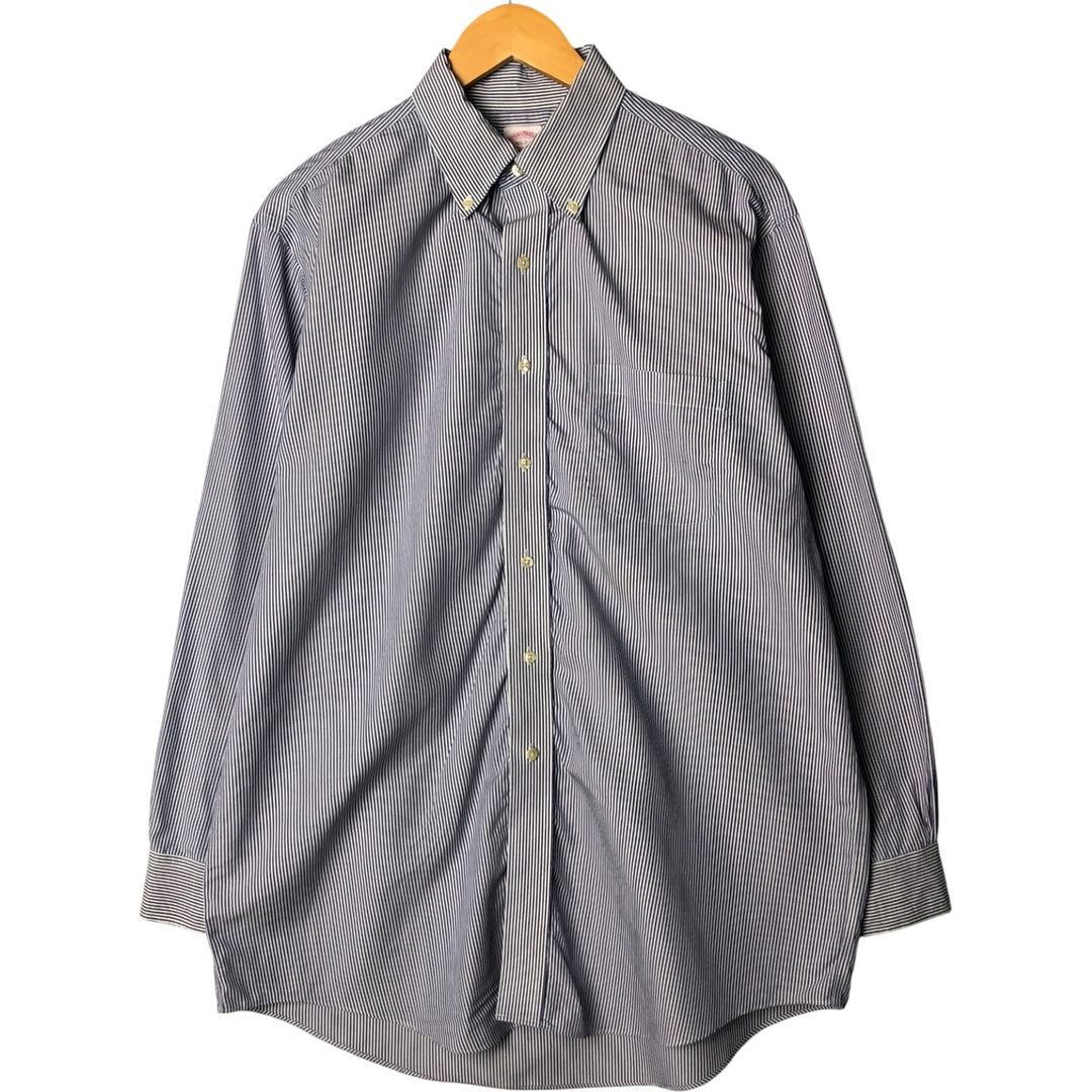 Brooks Brothers 346 Long Sleeve Button-Down Striped Shirt, Men's XL cotton blue type Vintage Second Hand
