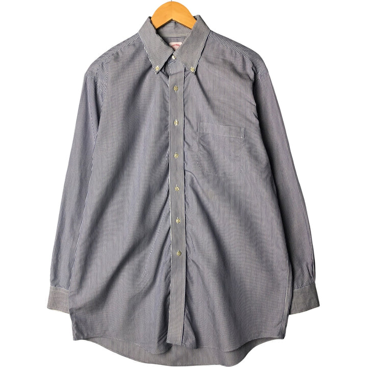 Brooks Brothers 346 Long Sleeve Button-Down Striped Shirt, Men's XL cotton blue type Vintage Second Hand