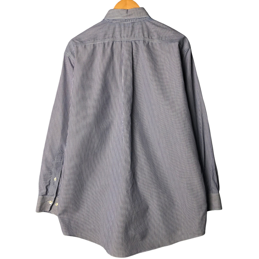 Brooks Brothers 346 Long Sleeve Button-Down Striped Shirt, Men's XL cotton blue type Vintage Second Hand