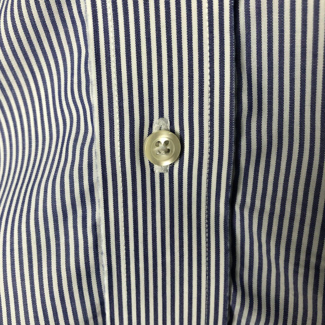Brooks Brothers 346 Long Sleeve Button-Down Striped Shirt, Men's XL cotton blue type Vintage Second Hand