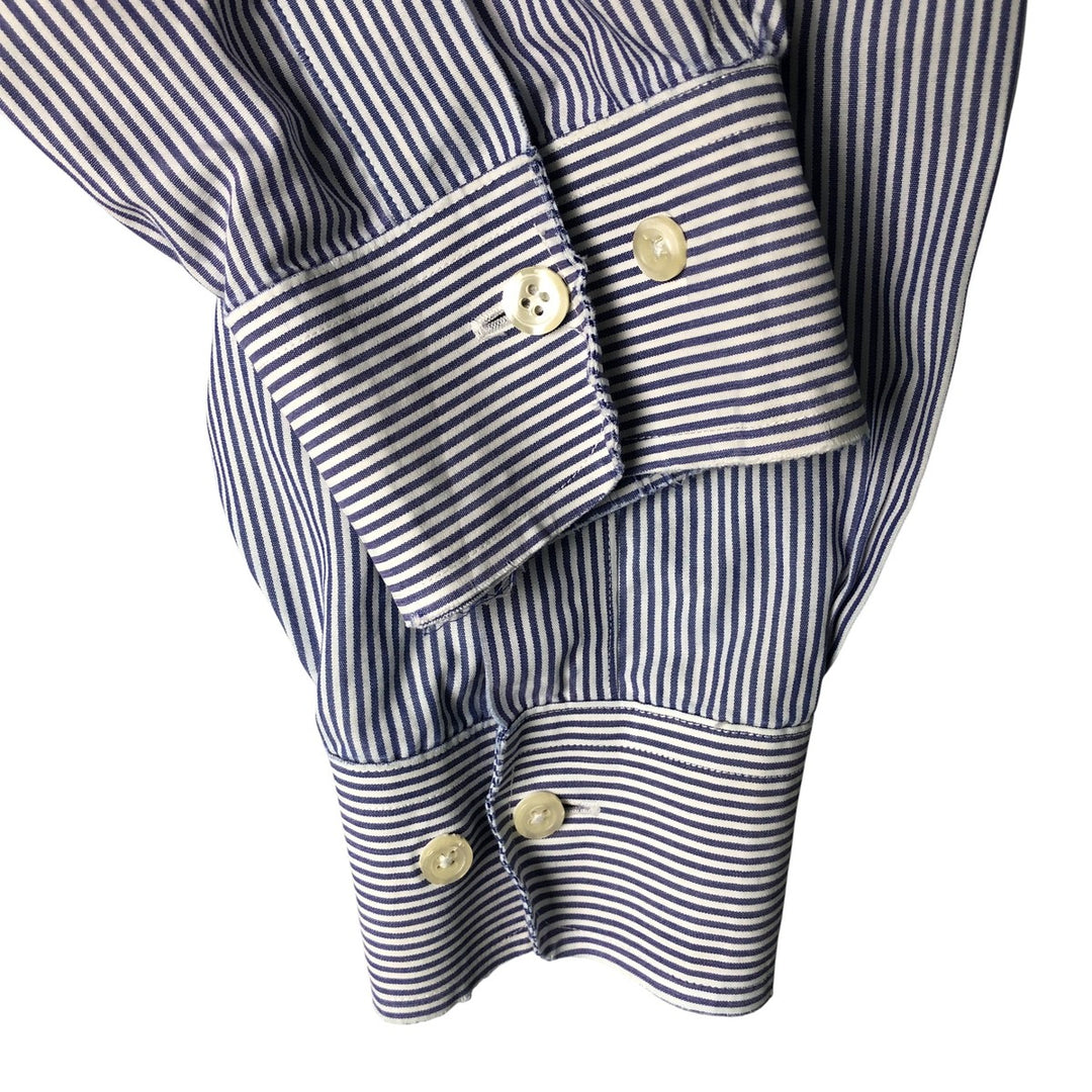 Brooks Brothers 346 Long Sleeve Button-Down Striped Shirt, Men's XL cotton blue type Vintage Second Hand