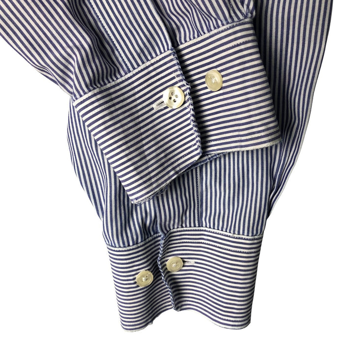 Brooks Brothers 346 Long Sleeve Button-Down Striped Shirt, Men's XL cotton blue type Vintage Second Hand