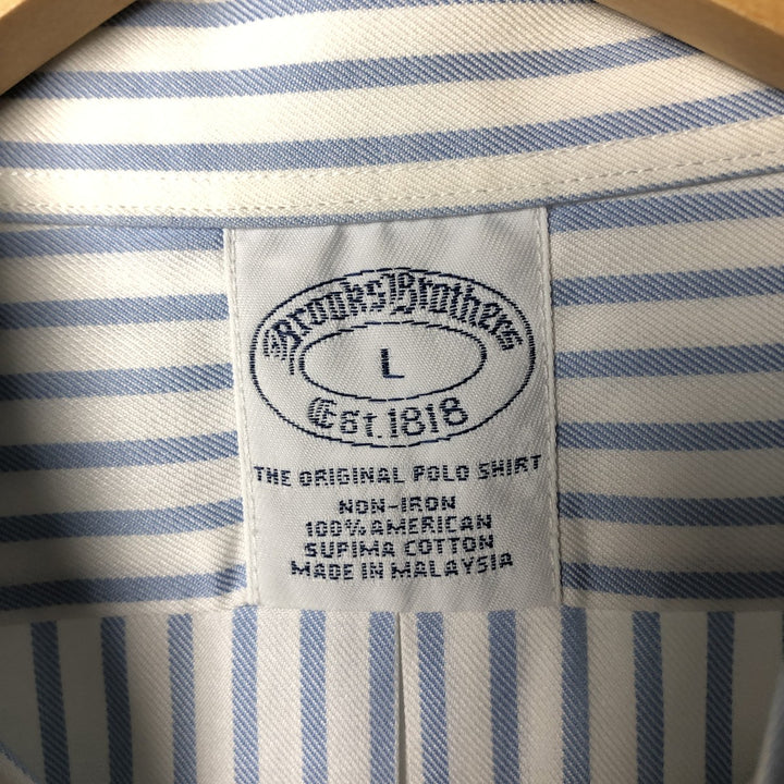 Brooks Brothers Men's Long Sleeve Button-Down Striped Shirt, Size L cotton Blue type light blue Vintage Second Hand