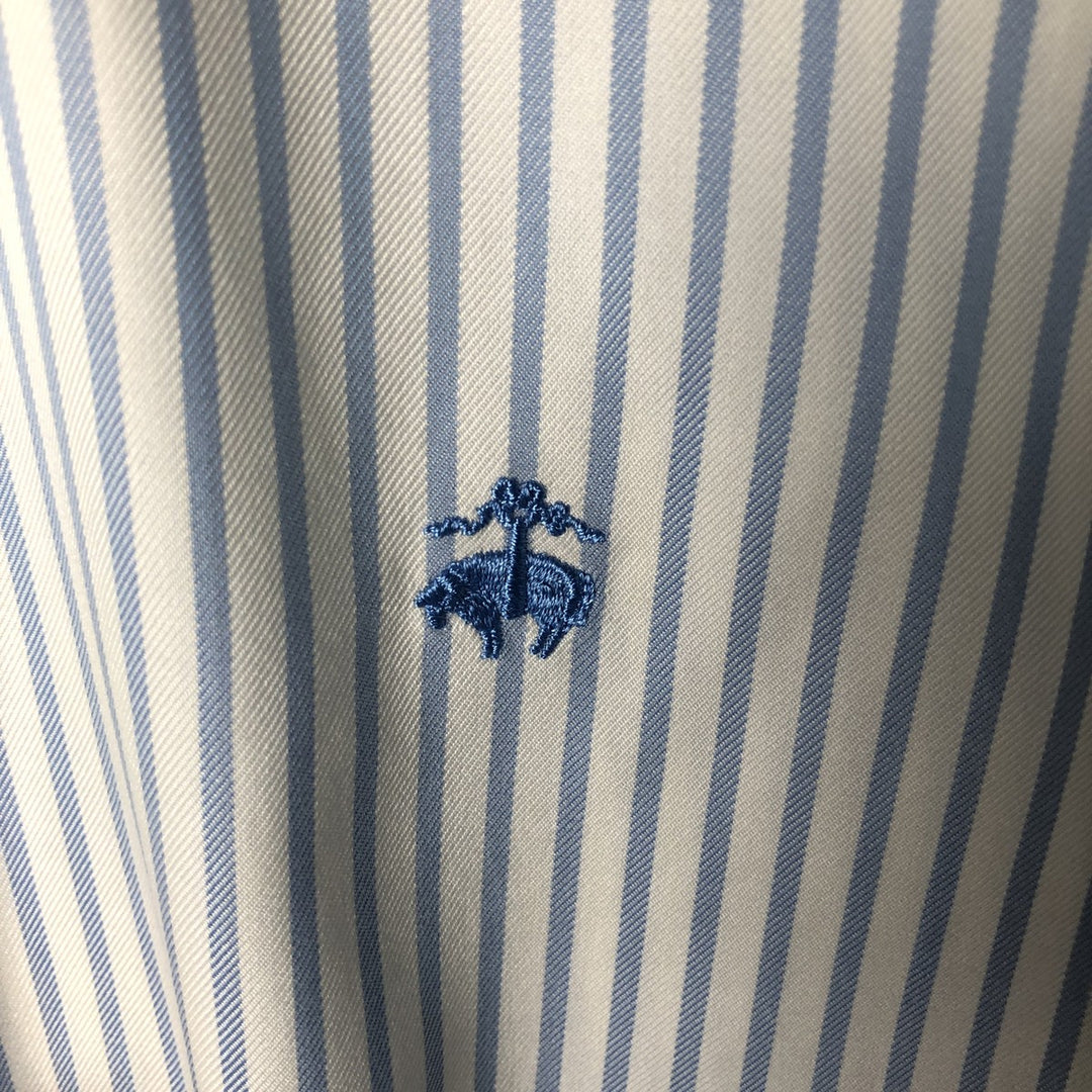 Brooks Brothers Men's Long Sleeve Button-Down Striped Shirt, Size L cotton Blue type light blue Vintage Second Hand
