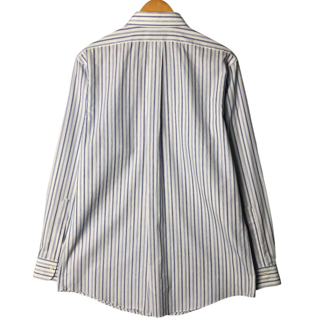 Brooks Brothers Milano Wide Collar Long Sleeve Cotton Striped Shirt, Men's Size L cotton white type Vintage Second Hand