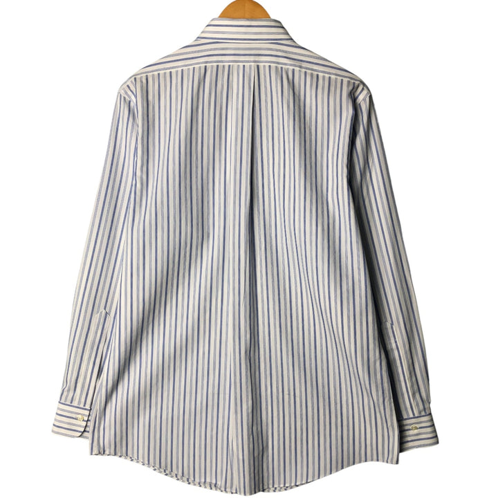 Brooks Brothers Milano Wide Collar Long Sleeve Cotton Striped Shirt, Men's Size L cotton white type Vintage Second Hand