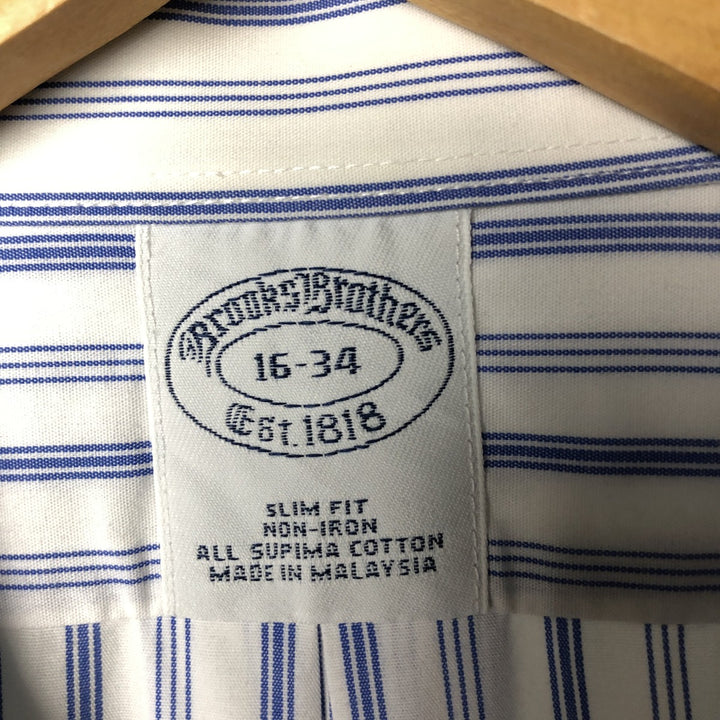 Brooks Brothers Milano Wide Collar Long Sleeve Cotton Striped Shirt, Men's Size L cotton white type Vintage Second Hand
