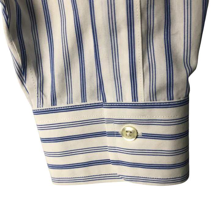 Brooks Brothers Milano Wide Collar Long Sleeve Cotton Striped Shirt, Men's Size L cotton white type Vintage Second Hand
