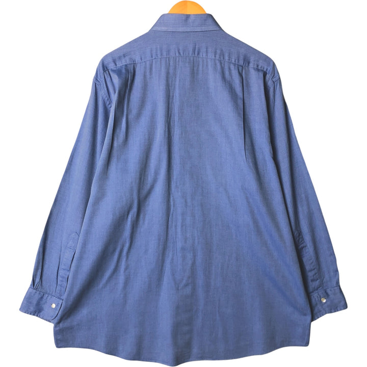 Brooks Brothers Est. 1818 Herringbone Long Sleeve Cotton Shirt, Men's Size XL cotton blue type Vintage Second Hand