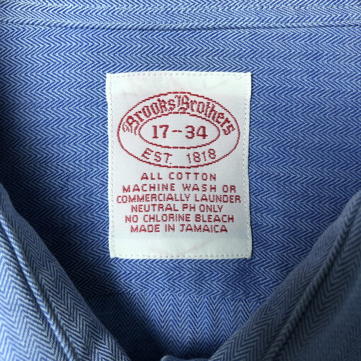 Brooks Brothers Est. 1818 Herringbone Long Sleeve Cotton Shirt, Men's Size XL cotton blue type Vintage Second Hand
